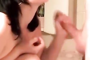 Dark haired housewife wanted to jerk off my buddy's meaty rod on his cam