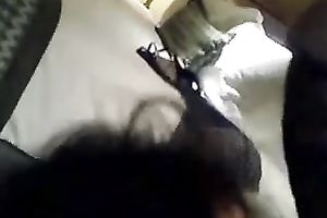 Asian dark brown was blowing my friend's unyielding BBC and got facial