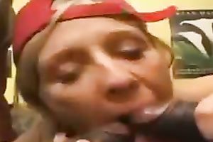 White Blondie Slut Fucks Two Black Cocks