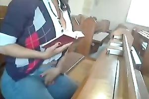 Busty Hottie Amateur Wife Plays Anal in a Church her lover Film