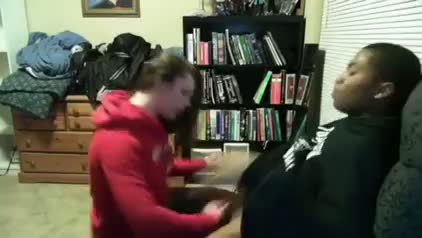 White slut fucked in a chair