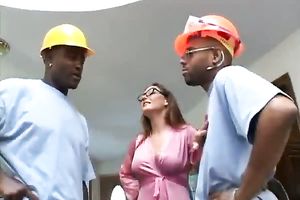 Sexy milf gives double blowjob and gets fucked hard