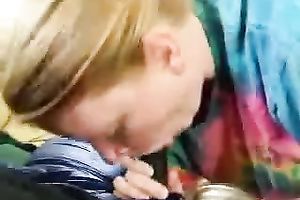This blonde whore sucks my black cock like there's no tomorrow