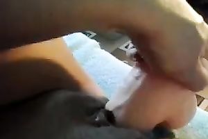 Check out how a plastic sex toy permeates my bald cunt