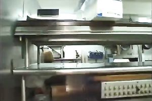 Kitchen is the great place for an intensive oral sex