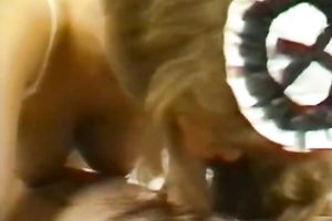 Broad assed blondie has astonishing flying 79 style fuck with grey haired man