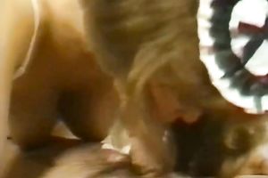 Broad assed blondie has astonishing flying 79 style fuck with grey haired man