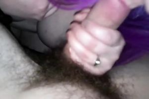 My slutty white bitch with purple hair knows how to give a worthwhile head