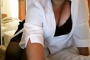 Fat arse big beautiful woman slut in dark nylons bonks herself with her marital-device