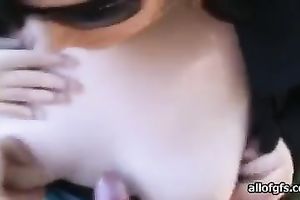 Hungry bimbo sucks her lover's moist penis outdoors