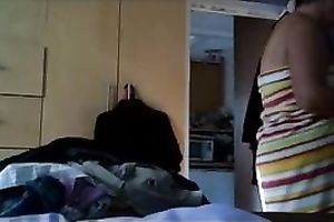 Catching my big beautiful woman older slutty wife on hidden webcam in the bedroom