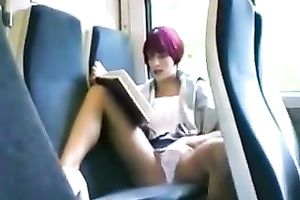 Skinny girlfriend reads erotic book and masturbates at the educate