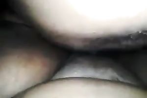 My dark hubby bangs my beefy hairless muff in POV movie