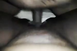 My dark hubby bangs my beefy hairless muff in POV movie