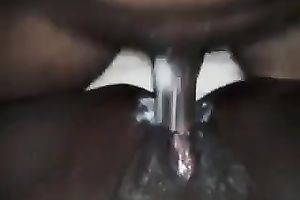 My dark hubby bangs my beefy hairless muff in POV movie