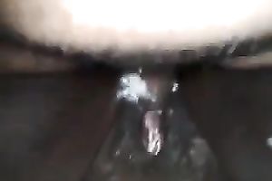 My dark hubby bangs my beefy hairless muff in POV movie