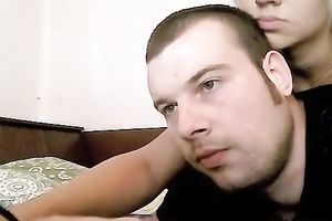 Charming non-professional blonde and her BF get nasty in front of a webcam