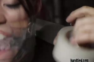 Hot doxy Felonie receives abased and whipped in a basement