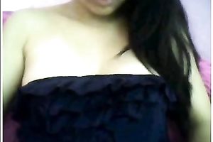 Gorgeous and perverted dark brown flashes her precious pantoons on camera