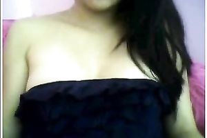 Gorgeous and perverted dark brown flashes her precious pantoons on camera