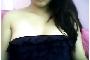 Gorgeous and perverted dark brown flashes her precious pantoons on camera