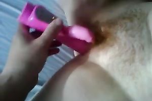 I enjoyed fondling my ginger haired slit with recent rabbit fake penis