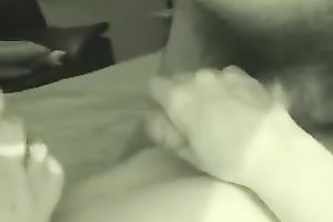 Nerdy brunette hair co-worker sucks and rubs my cock in POV scene