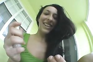 Hot brunette hair hooker is showing off her hot sleek legs