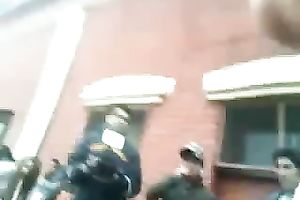 Hidden webcam scene with a whore in miniskirt flashing her booty