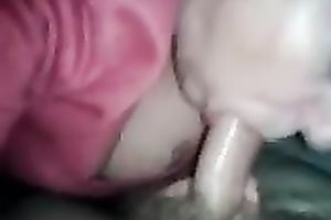 Chubby dark brown milf BBC slut blowing my penis in the night