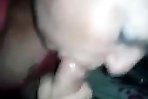 Chubby dark brown milf BBC slut blowing my penis in the night