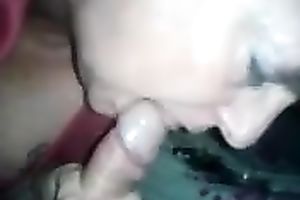 Chubby dark brown milf BBC slut blowing my penis in the night