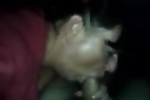 Chubby dark brown milf BBC slut blowing my penis in the night