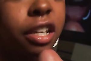 Dirty dark wench sucked my dong deepthroat and drank the cum