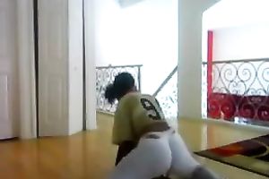 Exquisite swarthy fat booty in taut white panties wiggling
