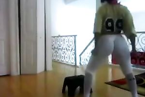 Exquisite swarthy fat booty in taut white panties wiggling