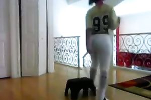 Exquisite swarthy fat booty in taut white panties wiggling