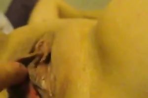 White bald snapper of my wife is teased with a sex toy