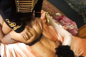 Prurient chicks in hot nylons engage in a three-some