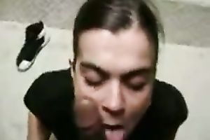 Just my unrepining brunette hair girlfriend is thirsty for cum