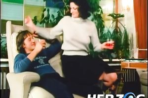 Busty brunette hair cutie strokes shlong and makes him cum on her chin