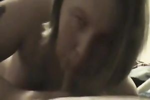 My corpulent golden-haired white wife shows her oral pleasure skills to me