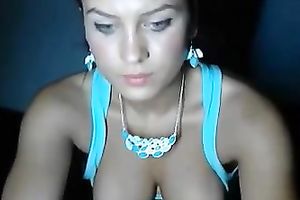 Blue eyed web camera model with slim body puts on a great show for me