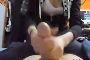 Massive and lengthy schlong of some jerk got jerked of by a honey