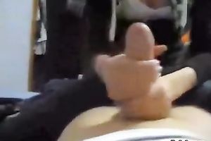 Massive and lengthy schlong of some jerk got jerked of by a honey