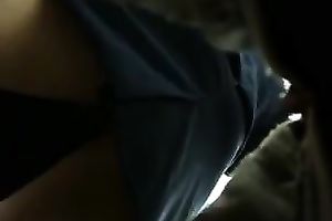 The hawt white pants of a lovely saleslady outside