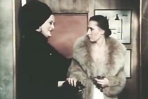 Retro sex scene with a sexy woman getting drilled from behind