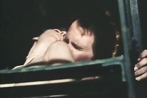 Retro sex scene with a sexy woman getting drilled from behind