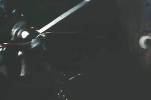 Retro sex scene with a sexy woman getting drilled from behind