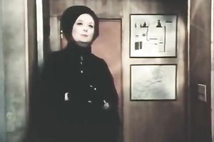 Retro sex scene with a sexy woman getting drilled from behind